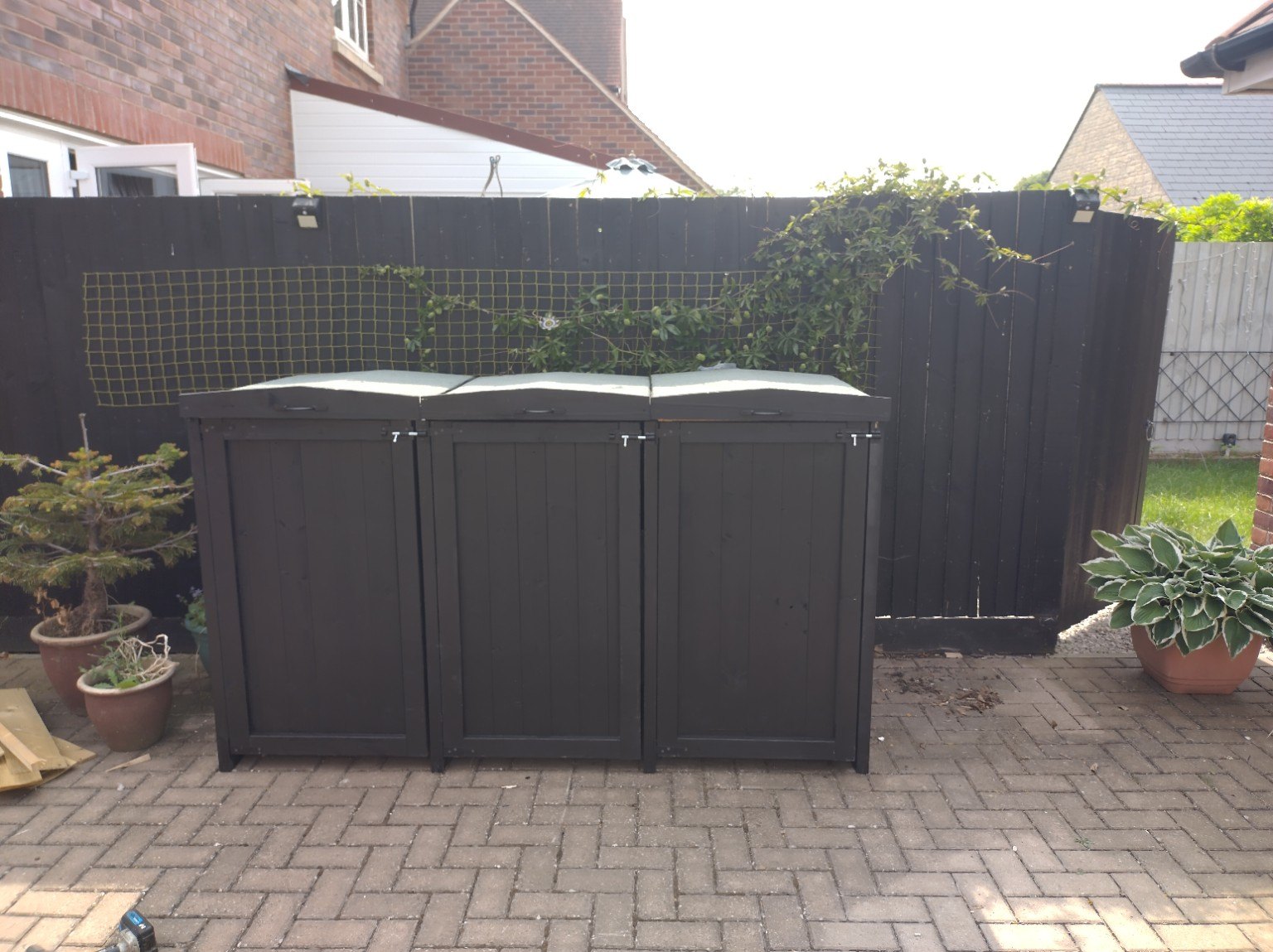 Charcoal storage in a garden setting